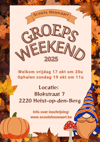 17-19/10: groepsweekend 